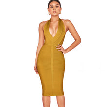 Load image into Gallery viewer, MEQEISS wholesale 2018 New dress ArmyGreen Deep V-neck Backless Celebrity sexy nightclub woman&#39;s clothing cocktail party dress - EssentialBoutiques 