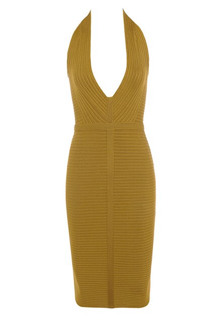 MEQEISS wholesale 2018 New dress ArmyGreen Deep V-neck Backless Celebrity sexy nightclub woman's clothing cocktail party dress - EssentialBoutiques 