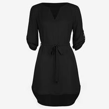 Load image into Gallery viewer, Deep V Neck Loose Solid Women&#39;s Chiffon Dresses 2019 Fashion Sashes Half Sleeve Sexy Female Dress Woman&#39;s Casual Beach Clothing - EssentialBoutiques 