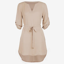Load image into Gallery viewer, Deep V Neck Loose Solid Women&#39;s Chiffon Dresses 2019 Fashion Sashes Half Sleeve Sexy Female Dress Woman&#39;s Casual Beach Clothing - EssentialBoutiques 