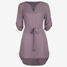 Load image into Gallery viewer, Deep V Neck Loose Solid Women&#39;s Chiffon Dresses 2019 Fashion Sashes Half Sleeve Sexy Female Dress Woman&#39;s Casual Beach Clothing - EssentialBoutiques 