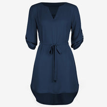 Load image into Gallery viewer, Deep V Neck Loose Solid Women&#39;s Chiffon Dresses 2019 Fashion Sashes Half Sleeve Sexy Female Dress Woman&#39;s Casual Beach Clothing - EssentialBoutiques 