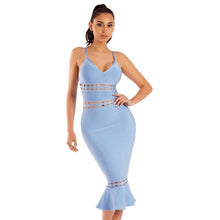 Load image into Gallery viewer, wholesale 2019 New dress Blue gray and black woman&#39;s clothing Sling Hollow Out V-neck cocktail party bandage dress (H2325) - EssentialBoutiques 
