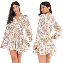 Load image into Gallery viewer, 2019 hot spring and summer new European and American woman&#39;s clothing Waist sexy V-neck short and short women&#39;s dress - EssentialBoutiques 