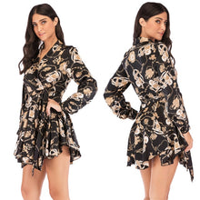 Load image into Gallery viewer, 2019 hot spring and summer new European and American woman&#39;s clothing Waist sexy V-neck short and short women&#39;s dress - EssentialBoutiques 