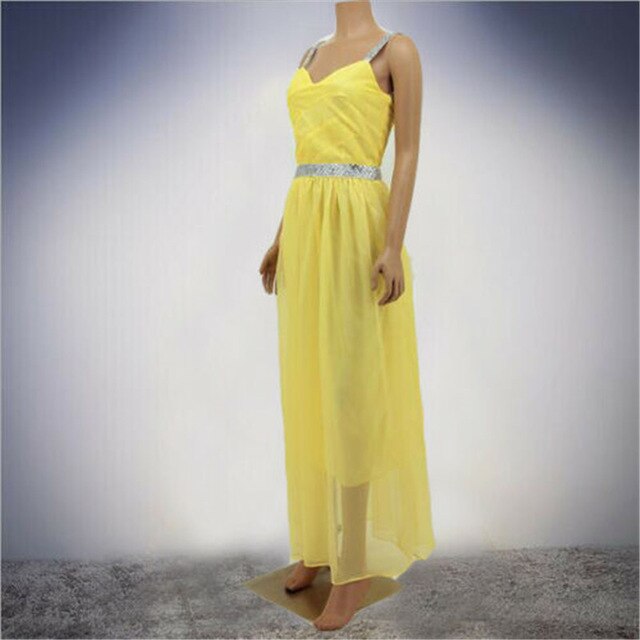2019 Fashion clothing  white high waist belt contrast color woman's gown chiffon sling V-neck dress - EssentialBoutiques 
