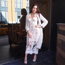 Load image into Gallery viewer, wholesale New dress Beige knitting White lace Fashion elegance woman&#39;s clothing cocktail party bandage dress (H2336) - EssentialBoutiques 