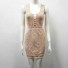 Load image into Gallery viewer, wholesale New dress Beige and blue lace V-neck Sexy woman&#39;s clothing Celebrity tight cocktail party bandage dress (H2348) - EssentialBoutiques 