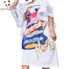 Load image into Gallery viewer, 2019 Summer New Fashion Woman&#39;s Clothing Streetwear Loose Dresses Flare Short Sleeve Female O Neck Cartoon Pattern Dress YZH165 - EssentialBoutiques 