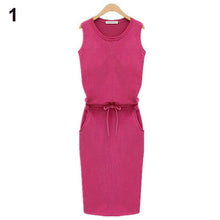 Load image into Gallery viewer, Summer Slim Fit Sleeveless Belt Pencil Solid Cherrykeke Women Dress Sexy Strap Waistcontrolled Woman&#39;s Clothing 2019 - EssentialBoutiques 