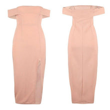 Load image into Gallery viewer, Women Summer Bodycon Dress Off The Shoulder Slash Neck Lace Dress Woman&#39;s Clothing High Split Sexy Midi Dress - EssentialBoutiques 