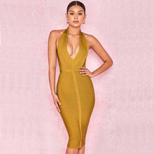 Load image into Gallery viewer, wholesale 2019 New dress ArmyGreen Deep V-neck Backless Celebrity sexy nightclub woman&#39;s clothing cocktail party dress (H2344) - EssentialBoutiques 