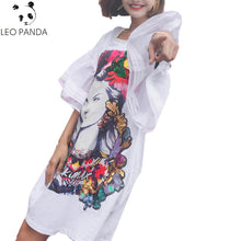 Load image into Gallery viewer, 2019 Summer New Fashion Woman&#39;s Clothing Streetwear Loose Dresses Lace Short Sleeve Female O Neck Cartoon Pattern Dress YZH169 - EssentialBoutiques 