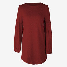 Load image into Gallery viewer, O Neck Long Lantern Sleeve Ladies Mini Dresses 2019 Solid A Line Loose Casual Elegant Female Dress Woman&#39;s Club Sexy Clothing - EssentialBoutiques 