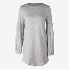 Load image into Gallery viewer, O Neck Long Lantern Sleeve Ladies Mini Dresses 2019 Solid A Line Loose Casual Elegant Female Dress Woman&#39;s Club Sexy Clothing - EssentialBoutiques 