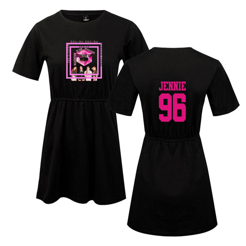 LUCKYFRIDAYF 2018 Summer Blackpink Member Jennie/Rose/Lisa Print Pop Woman's dress Cute print Fashion Women Print Sex Clothing - EssentialBoutiques 