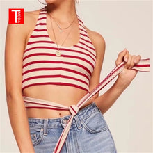 Load image into Gallery viewer, T MODA 2019 Striped Crop Top A Cropped Tank Top Sleeveless Sexy Crop Tops Woman&#39;s Clothing Brand Design Tank Latinas T Shirt - EssentialBoutiques 