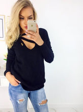 Load image into Gallery viewer, 2019 Fashion V-Neck Sweater Women Long Sleeve Stretch Slim Knitted Shirt Ladies Plus Size Casual Pullovers Woman&#39;S Clothing XXL - EssentialBoutiques 