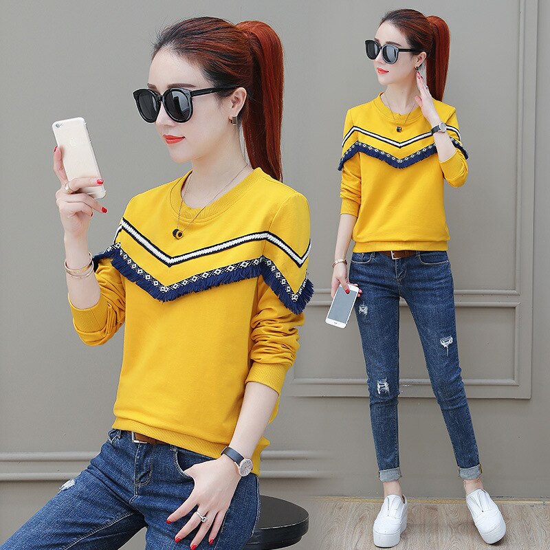 2018 Autumn New Woman's Clothing Korean Version Fashional Pullovers For Women, Striped Tassel Preppy Style Sweater , A207 - EssentialBoutiques 