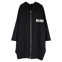 Load image into Gallery viewer, Hooded Trench Coat Black Women Plus Size Loose Autumn Winter Letter Print Casual Oversized Outwear Woman&#39;s Clothing Coats Trench - EssentialBoutiques 