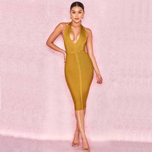 Load image into Gallery viewer, wholesale 2019 New Dress King of ginger Spaghetti Strap Deep V-neck Sexy woman&#39;s clothing Cocktail party bandage dress (L2482) - EssentialBoutiques 