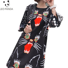 Load image into Gallery viewer, 2019 Summer New Fashion Woman&#39;s Clothing Streetwear Loose Short Sleeve Dresses O Neck Cotton Female Animal Pattern Dress YZH166 - EssentialBoutiques 