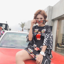 Load image into Gallery viewer, 2019 Summer New Fashion Woman&#39;s Clothing Streetwear Loose Short Sleeve Dresses O Neck Cotton Female Animal Pattern Dress YZH166 - EssentialBoutiques 