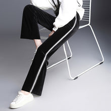 Load image into Gallery viewer, Side Striped Velvet Girls Casual Flare Pants Woman&#39;s Trousers Clothing Clothes - EssentialBoutiques 