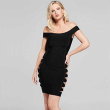 Load image into Gallery viewer, wholesale 2019 New Dress black Slash neck Hollow Out woman&#39;s clothing Fashion sexy Cocktail party bandage dress (L2465) - EssentialBoutiques 