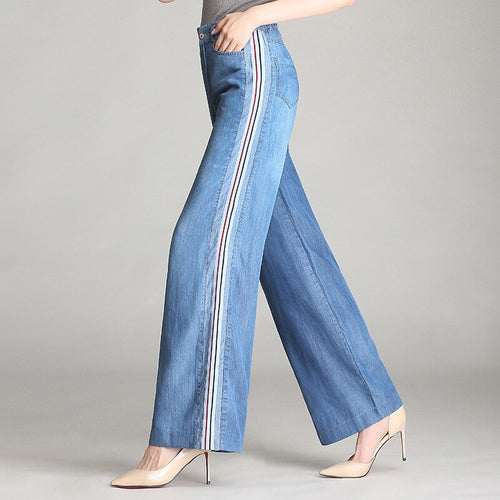 Elegant Loose Women's Flare Denim Trousers Woman's Clothing - EssentialBoutiques 
