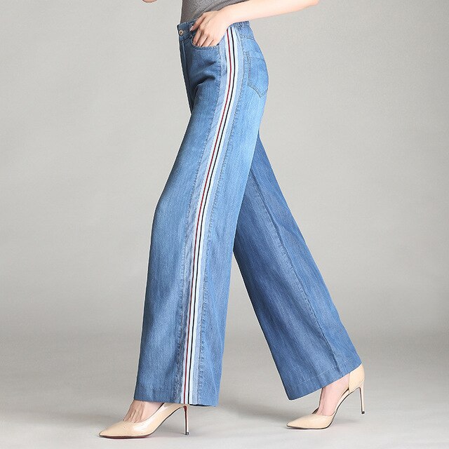 Elegant Loose Women's Flare Denim Trousers Woman's Clothing - EssentialBoutiques 
