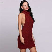 Load image into Gallery viewer, MwOiiOwM 2017 New Fashion Halter Collar Knitting Sleeveless Backless Solid Sexy Going Out Dress Woman&#39;s Clothing - EssentialBoutiques 