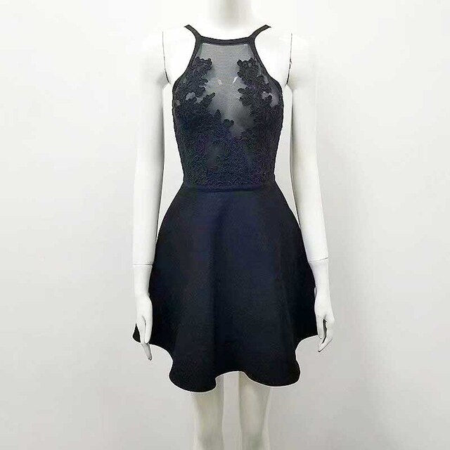 wholesale 2019 summer New Dress black Lace Net yarn perspective sexy woman's clothing Cocktail party bandage dress (L2483) - EssentialBoutiques 