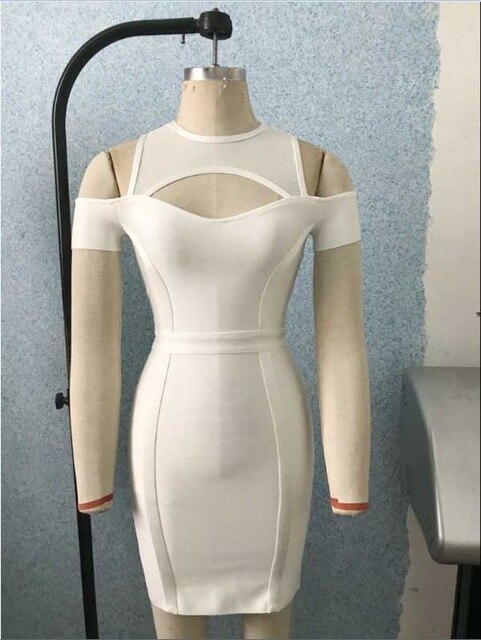 wholesale 2019 New Dress white Elastic tight pack hip Fashion elegance woman's clothing Cocktail party bandage dress (L2464) - EssentialBoutiques 