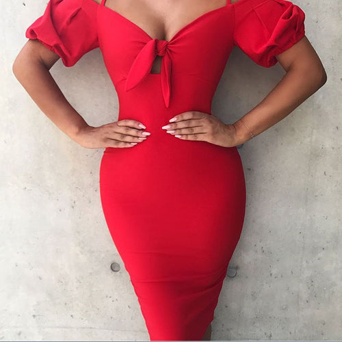 wholesale 2019 New Dress Black and red Spaghetti Strap woman's clothing Fashion sexy Cocktail party bandage dress (L2454) - EssentialBoutiques 