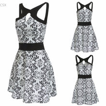 Load image into Gallery viewer, MwOiiOwM 2017 New Fashion Sleeveless Spaghetti Strap Backless Floral Cut Out Skater Party Dress Woman&#39;s Clothing - EssentialBoutiques 