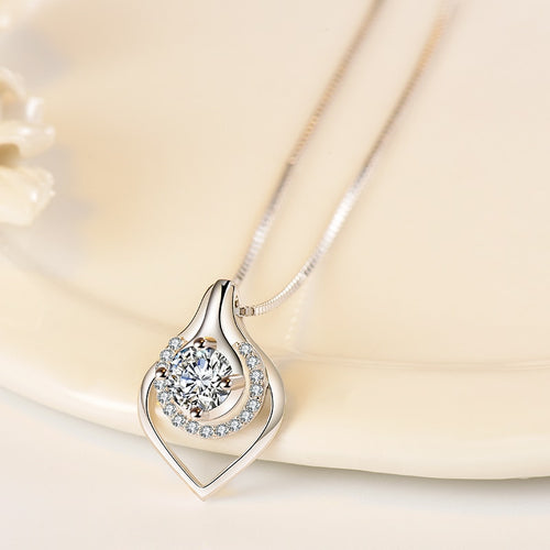 Women Heart Necklace 925 sterling silver Necklace Time  long Necklace woman's pendant  jewelry accessories Gift for woman - EssentialBoutiques 