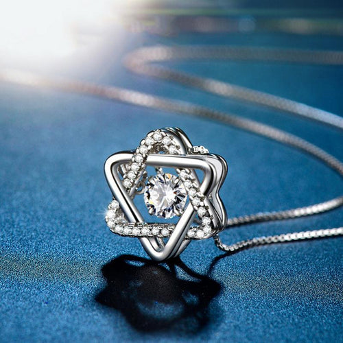 Fashion Hexagram Ethereal 925 Silver Creative Woman's Necklace Jewelry-level Inlay Rhinestone Ladies Necklace Accessories Gift - EssentialBoutiques 