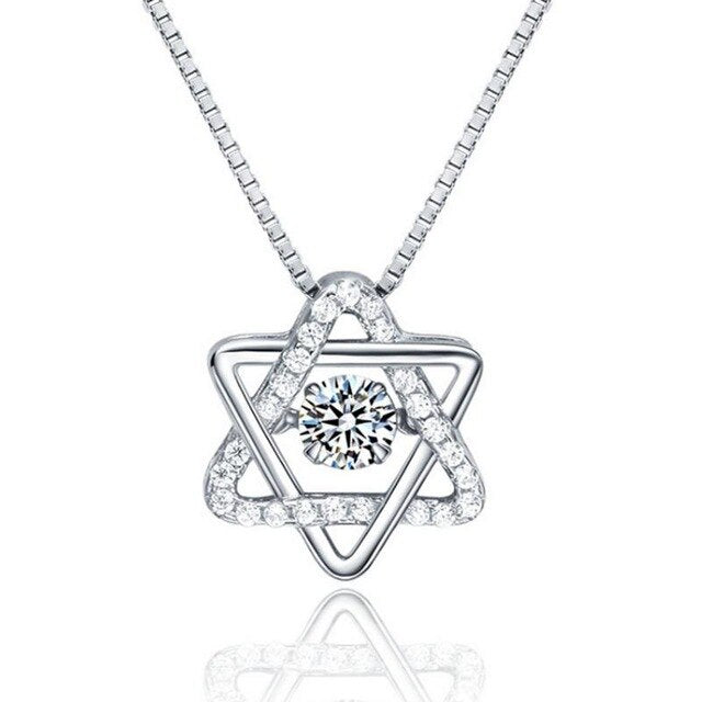 Fashion Hexagram Ethereal 925 Silver Creative Woman's Necklace Jewelry-level Inlay Rhinestone Ladies Necklace Accessories Gift - EssentialBoutiques 
