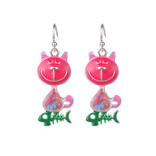 Load image into Gallery viewer, D&amp;Rui Jewelry Cat Drop Earrings 2019 Women&#39;s Earring Pink Animal Fish Enamel Alloy Dangle Earring Fashion Woman&#39;s Accessories - EssentialBoutiques 