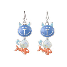 Load image into Gallery viewer, D&amp;Rui Jewelry Cat Drop Earrings 2019 Women&#39;s Earring Pink Animal Fish Enamel Alloy Dangle Earring Fashion Woman&#39;s Accessories - EssentialBoutiques 