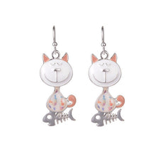 Load image into Gallery viewer, D&amp;Rui Jewelry Cat Drop Earrings 2019 Women&#39;s Earring Pink Animal Fish Enamel Alloy Dangle Earring Fashion Woman&#39;s Accessories - EssentialBoutiques 