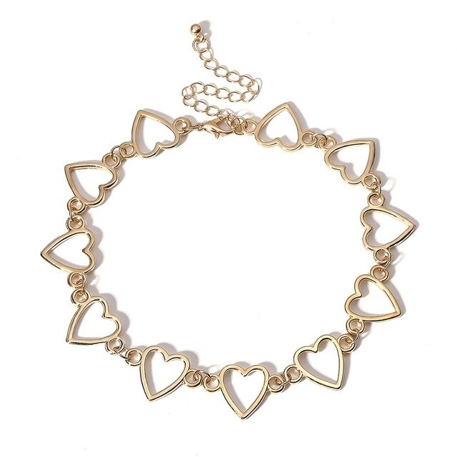 Woman's Necklace Geometric Women Accessories Heart-shaped Hollow Chain Necklace Party Jewelry Gifts - EssentialBoutiques 