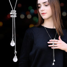 Load image into Gallery viewer, South Korea Peri tassel sweater chain woman&#39;s long and simple artificial pearl pendant necklace clothes pendant accessories - EssentialBoutiques 