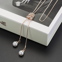 Load image into Gallery viewer, South Korea Peri tassel sweater chain woman&#39;s long and simple artificial pearl pendant necklace clothes pendant accessories - EssentialBoutiques 