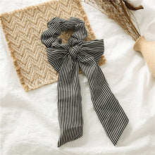 Load image into Gallery viewer, LNRRABC Woman&#39;s Scrunchie Elastic Rope Hair Ties Hair Band Hair Accessories Bow Ponytail Big Bow Streamer Stripe Solid Color - EssentialBoutiques 
