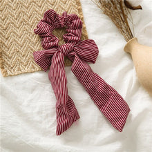 Load image into Gallery viewer, LNRRABC Woman&#39;s Scrunchie Elastic Rope Hair Ties Hair Band Hair Accessories Bow Ponytail Big Bow Streamer Stripe Solid Color - EssentialBoutiques 