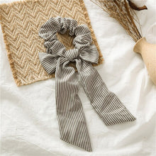 Load image into Gallery viewer, LNRRABC Woman&#39;s Scrunchie Elastic Rope Hair Ties Hair Band Hair Accessories Bow Ponytail Big Bow Streamer Stripe Solid Color - EssentialBoutiques 