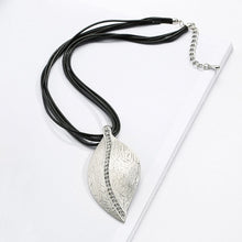 Load image into Gallery viewer, Autumn and winter new leaf short leather rope necklace Alloy leaf inlaid crystal sweater chain woman&#39;s accessories - EssentialBoutiques 