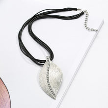 Load image into Gallery viewer, Autumn and winter new leaf short leather rope necklace Alloy leaf inlaid crystal sweater chain woman&#39;s accessories - EssentialBoutiques 